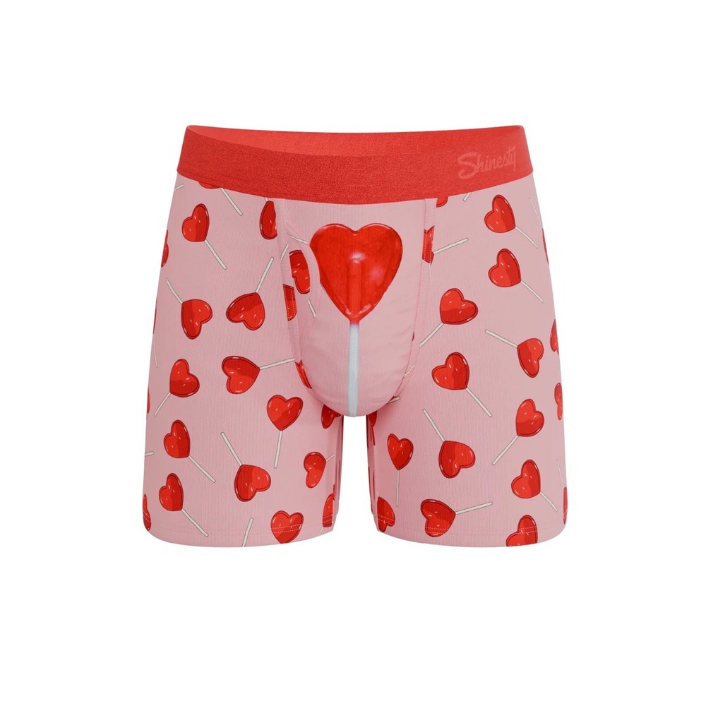 Shinesty Ball Hammock Boxer Briefs XL The Suckered In Heart Lollipop Pink Red